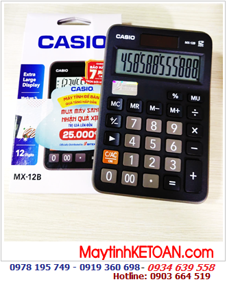 Casio MX-12B (vỏ ĐEN, Máy tính tiền Casio MX-12B (loại 12 số Digits), Bảo hành 07 năm /CÒN HÀNG